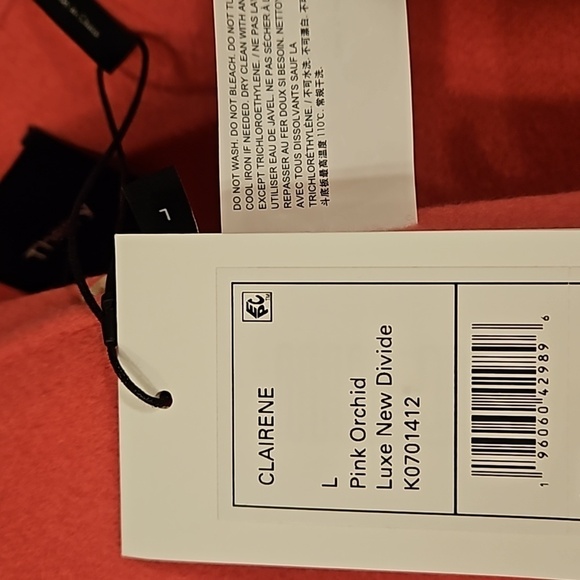 💕THEORY💕 Clairene Luxe Blazer Coat Wool Cashmere Blend Pink Orchid Large L NWT - Picture 16 of 16